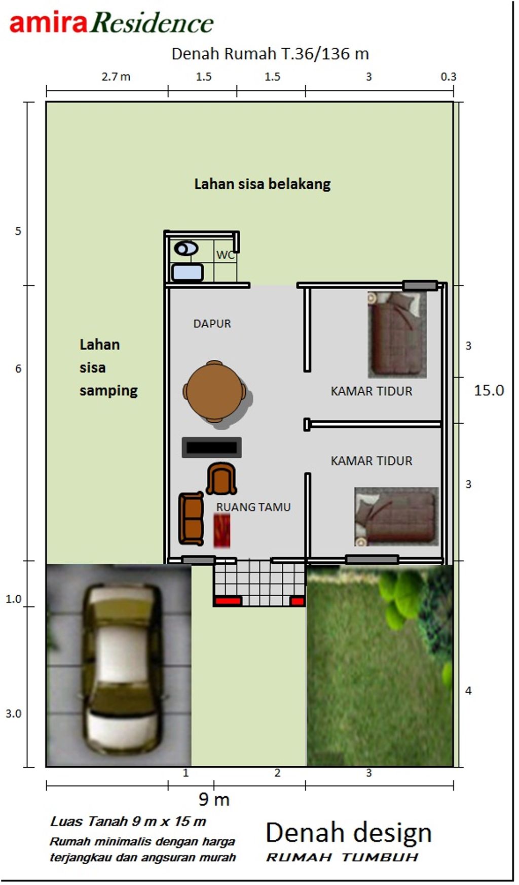 foto denah rumah tipe PAPUYU perumahan amira residence