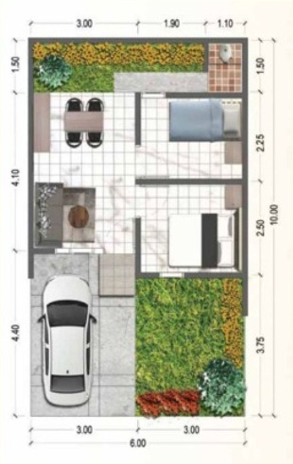 foto denah rumah tipe 30/108 perumahan Graha Cipta 5