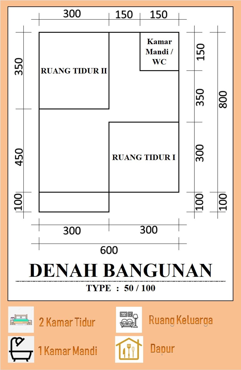foto denah rumah tipe 50 perumahan SANDAGA ALFALAH