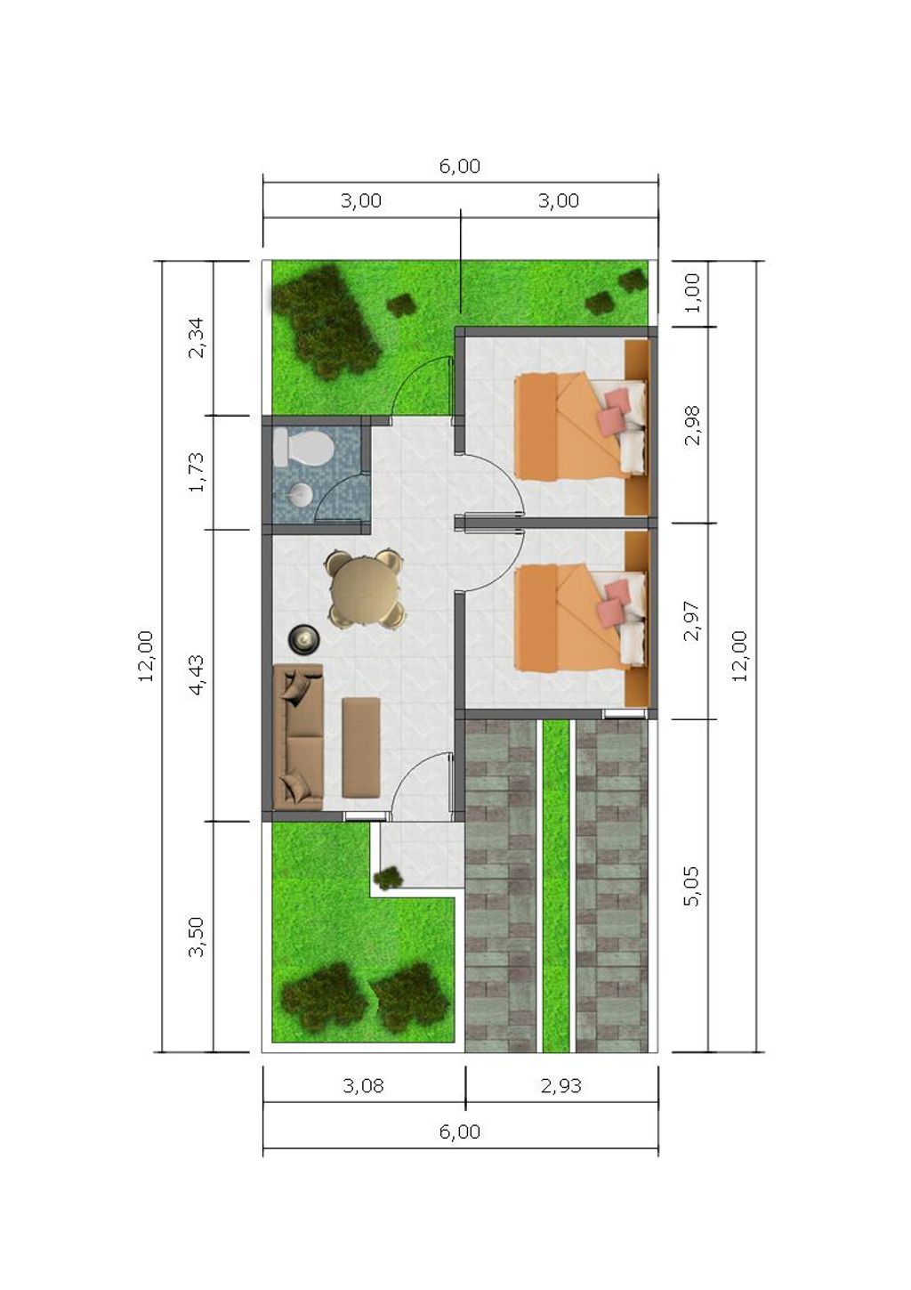 foto denah rumah tipe 36/66 perumahan Dayeuh luhur residence 