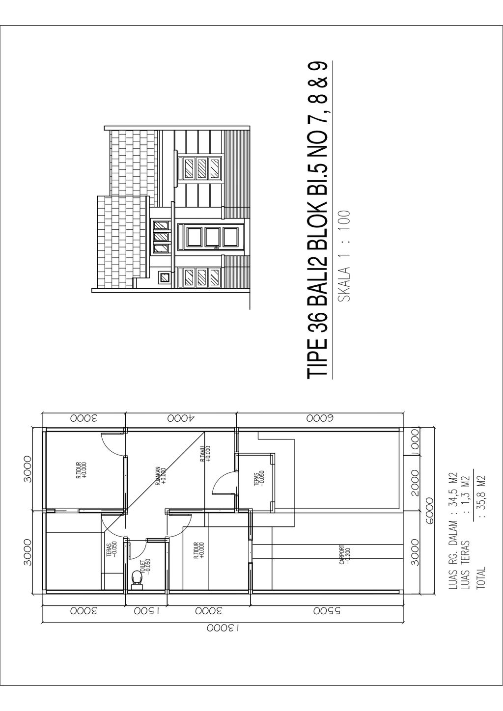 foto denah rumah tipe 37/93 Bali perumahan Grand Victoria 1
