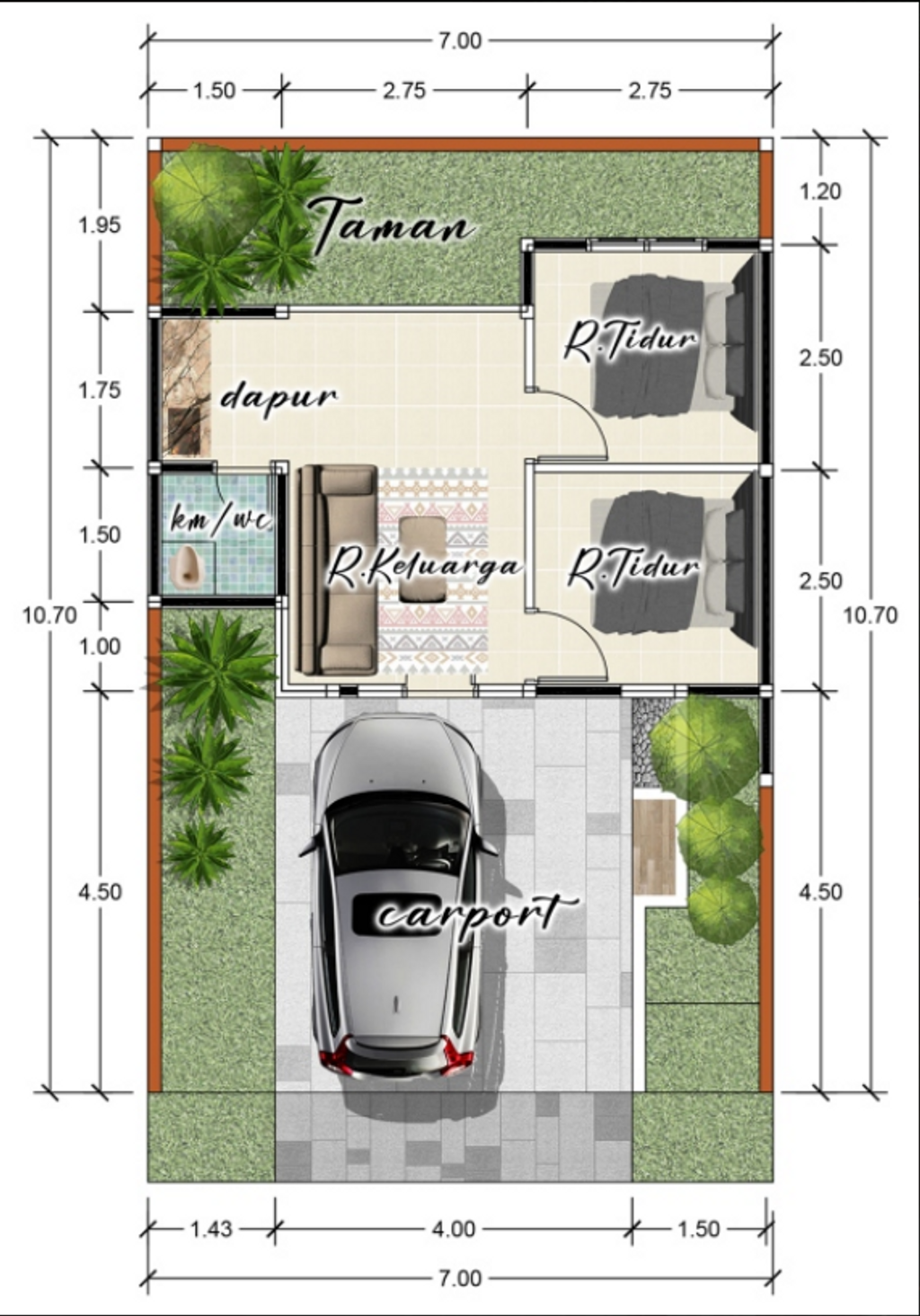 foto denah rumah tipe subsidi perumahan CASAKARA VILLAGE