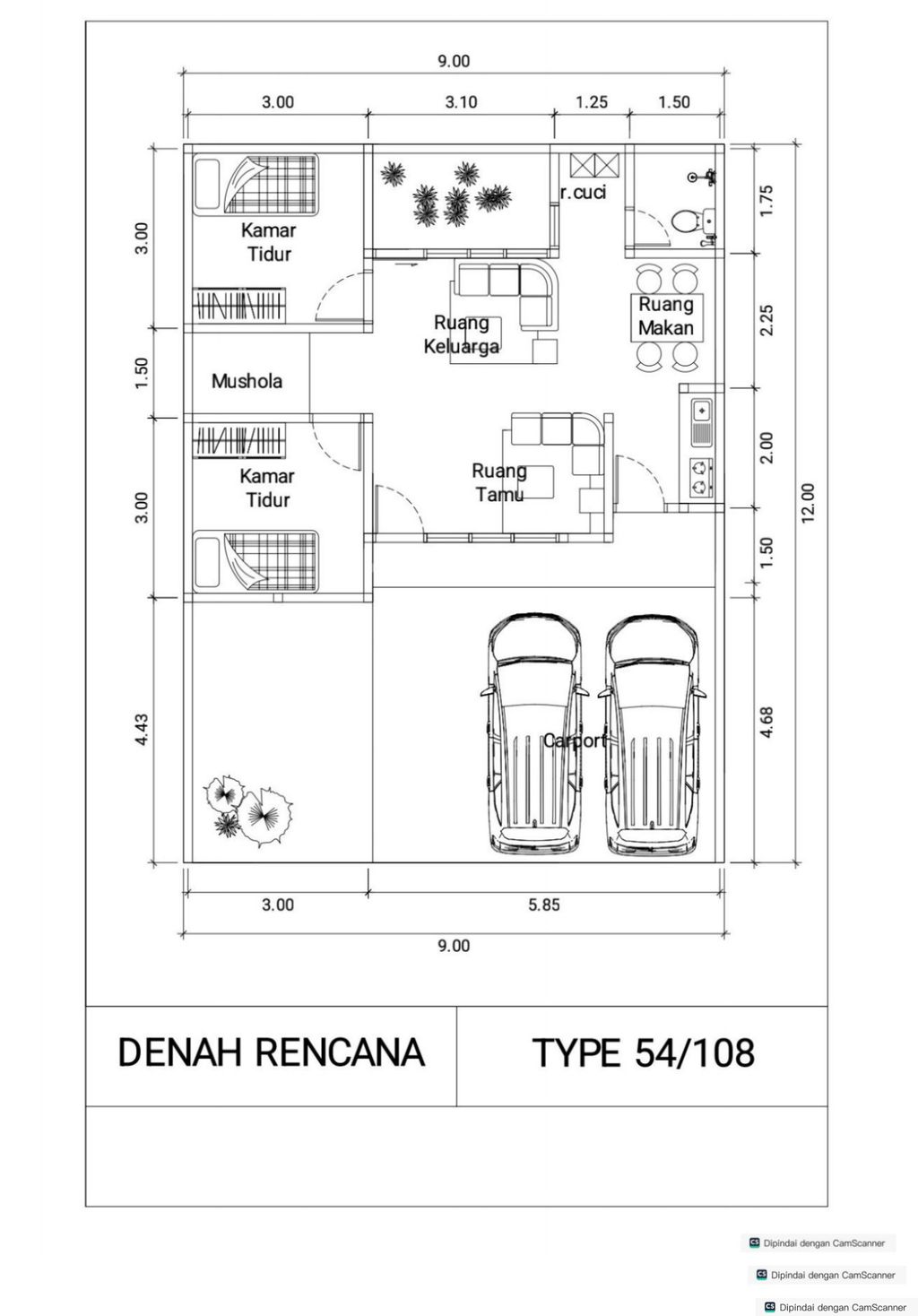foto denah rumah tipe 54 perumahan ASRAYA Residence