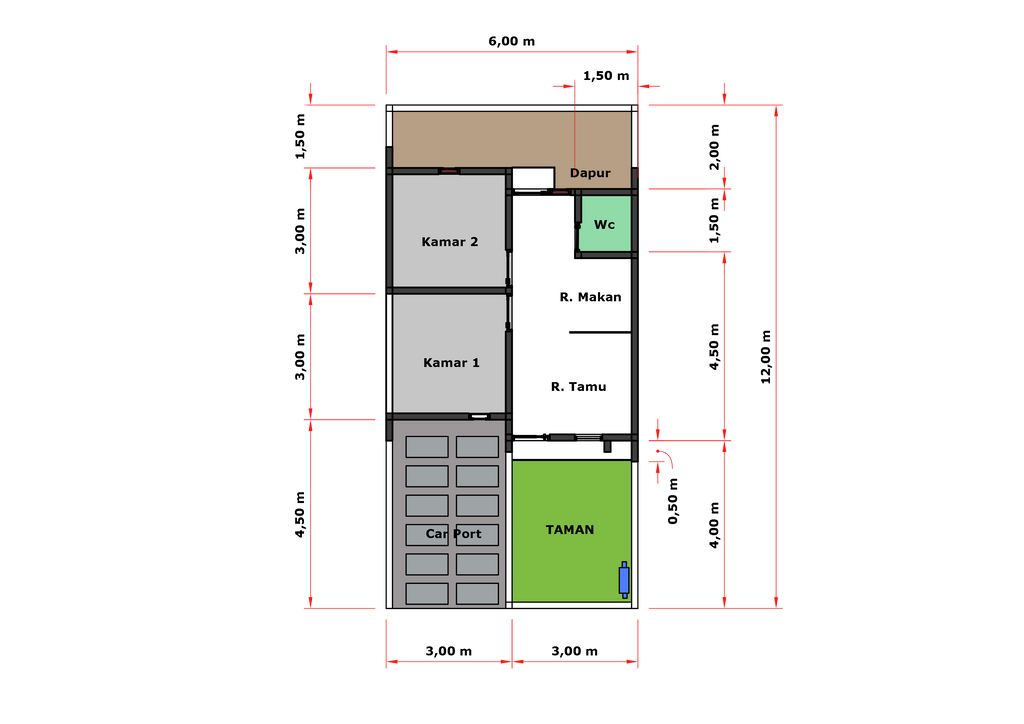 foto denah rumah tipe 36/72 168 perumahan DREAM HOUSE RESIDENCE 2