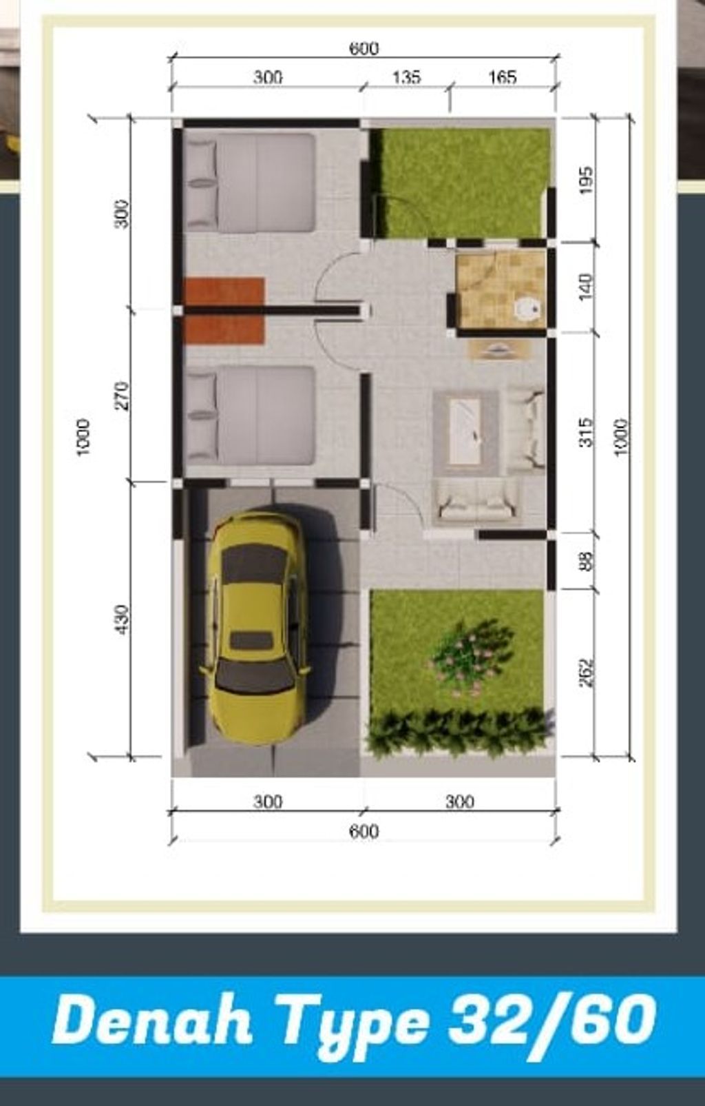 foto denah rumah tipe 32/60 perumahan GRAND LANGGEN RESIDENCE