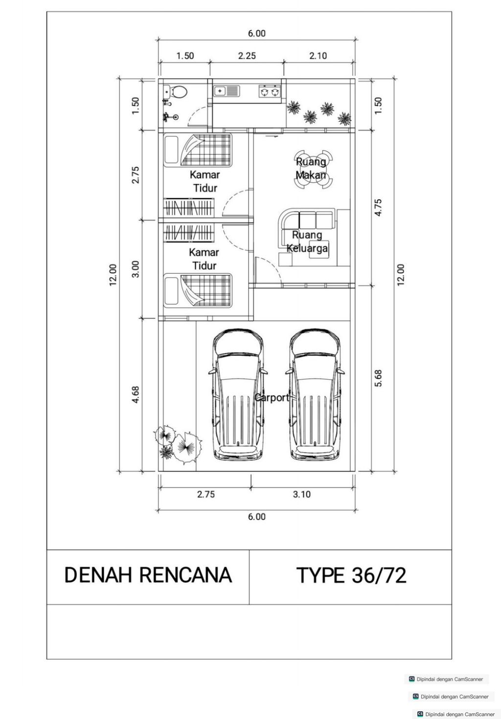 foto denah rumah tipe 36 perumahan ASRAYA Residence