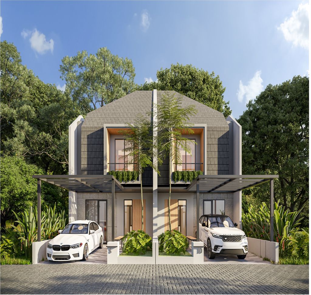 foto tampak rumah tipe EVERGREEN E.06.15 perumahan GARDENS AT CANDI SAWANGAN (NEW)