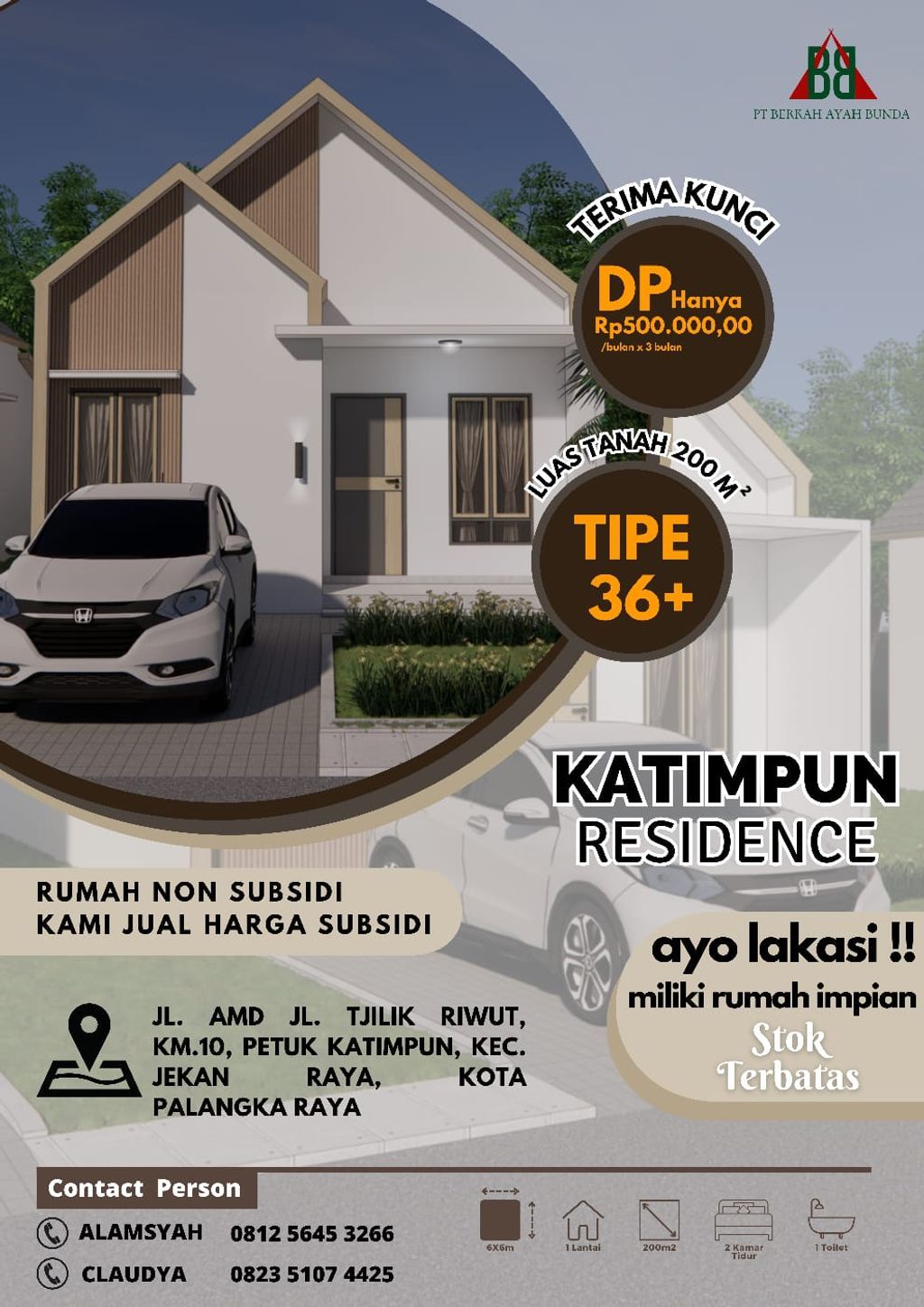 foto tampak rumah tipe 36 perumahan KATIMPUN RESIDENT