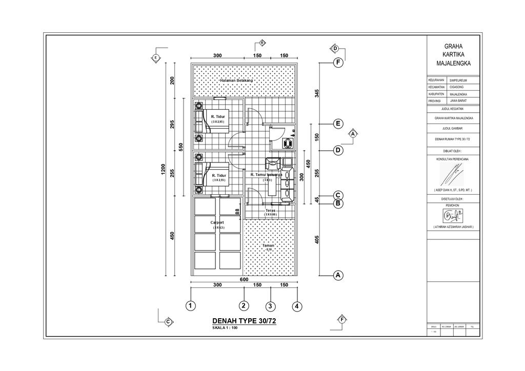 foto denah rumah tipe new  30/72 perumahan GRAHA KARTIKA MAJALENGKA