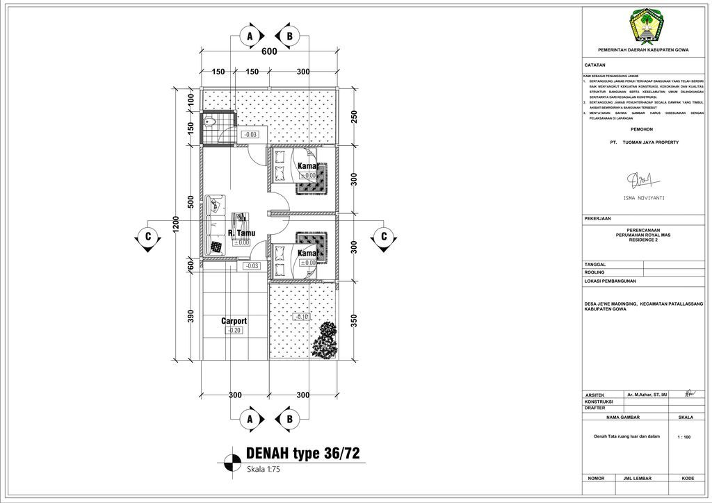 foto denah rumah tipe 36 perumahan ROYAL MAS RESIDENCE 2 TAHAP 2