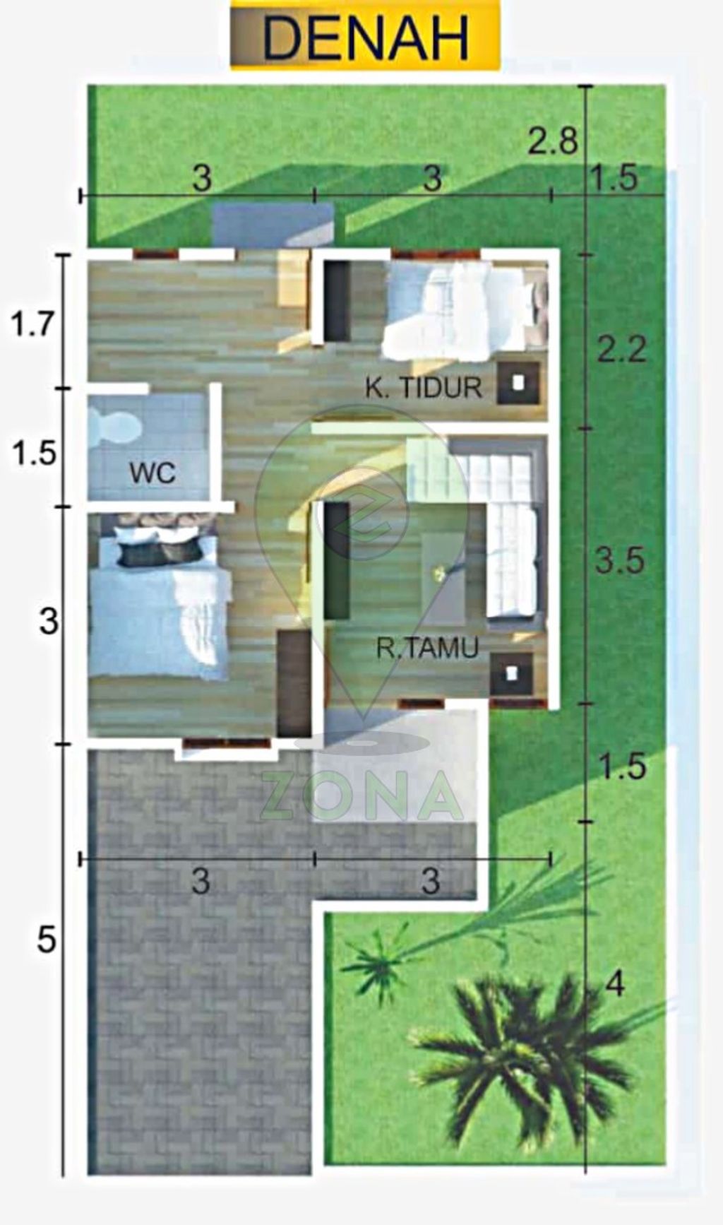 foto denah rumah tipe 36 perumahan Taman Citra Residence III