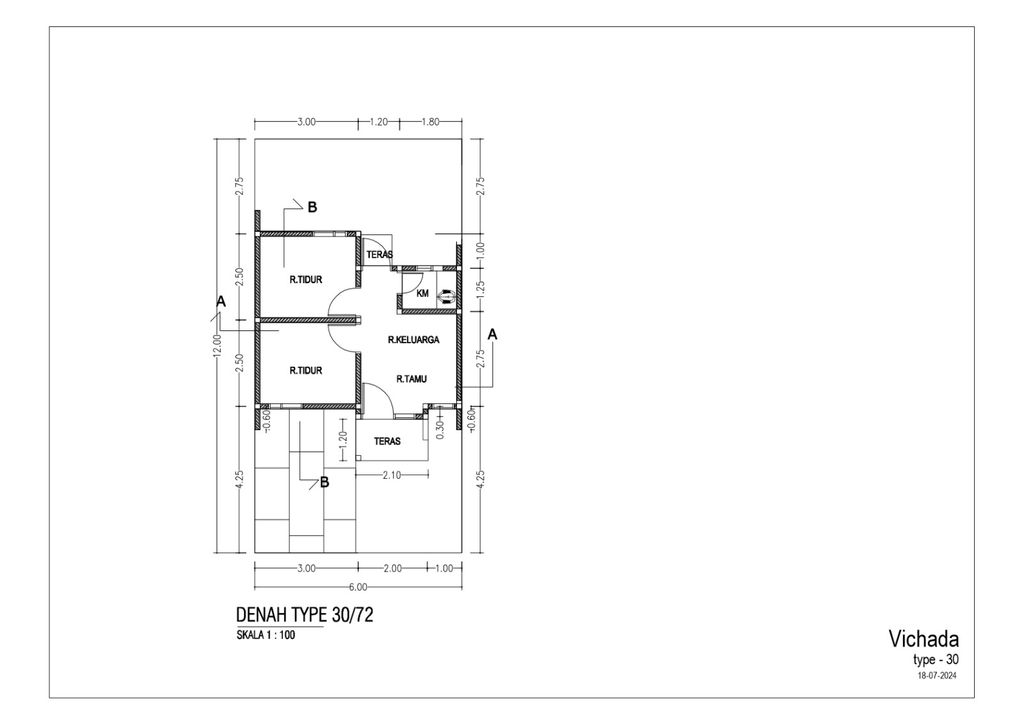 foto denah rumah tipe 30/72 perumahan Perumahan Vicadha Residence