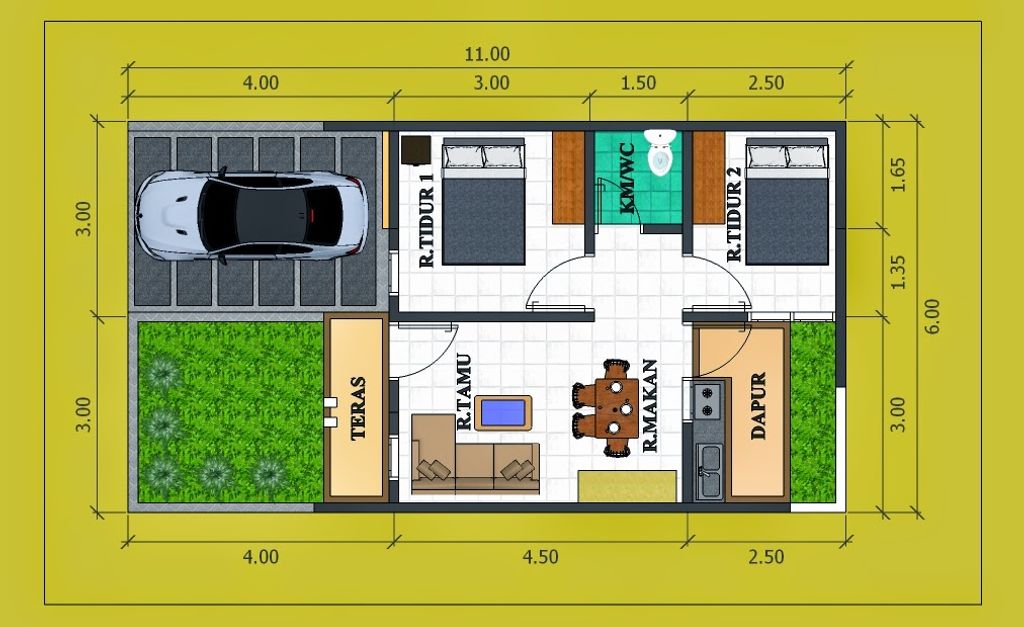 foto denah rumah tipe 36/60 perumahan PARADISO RIVERA