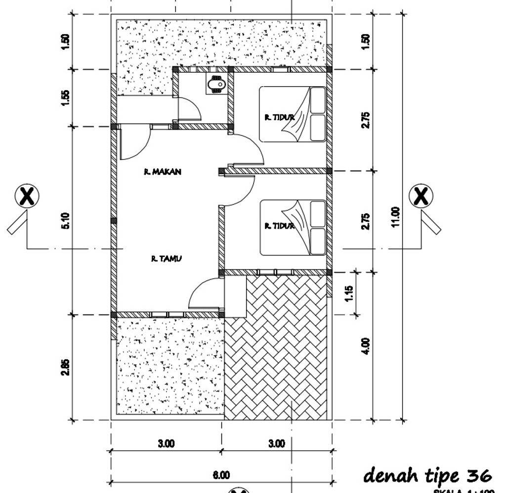 foto denah rumah tipe 36/66 perumahan Firdaus Residence Tahap II