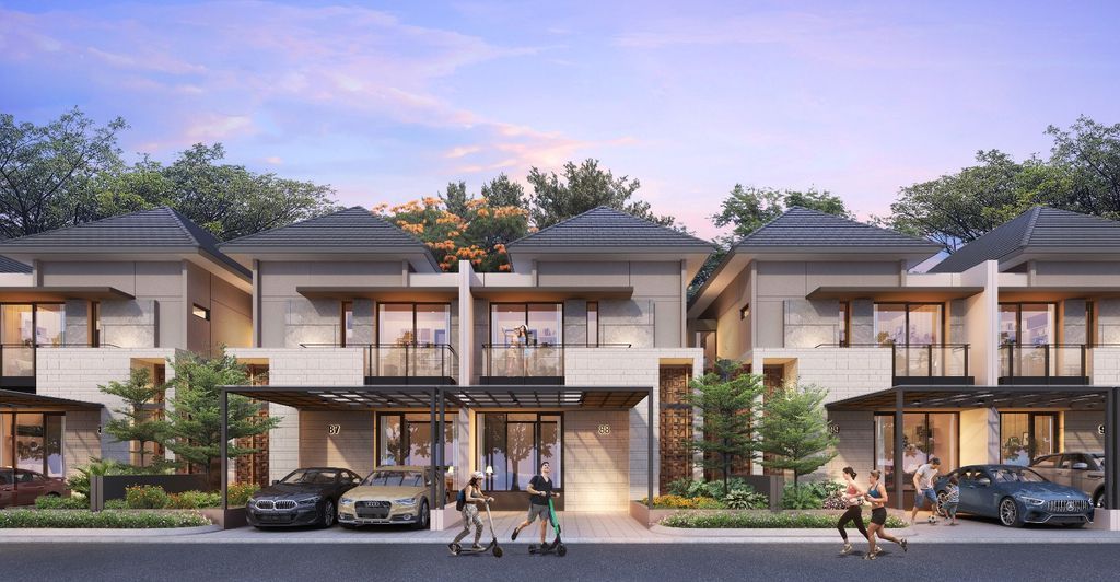 foto tampak rumah tipe Whitney Deluxe C perumahan CITRALAND THE GREENLAKE SURABAYA