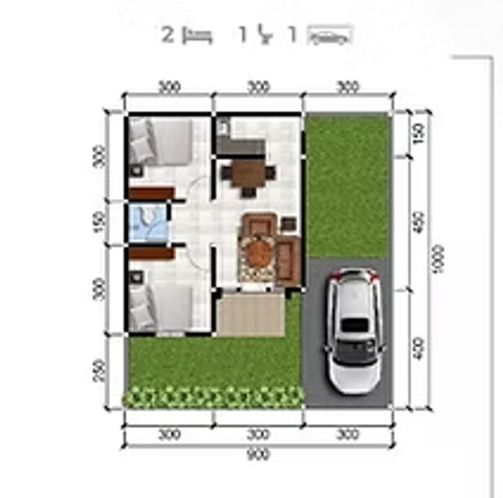 foto denah rumah tipe 42/90 (9x10) perumahan ALANA REGENCY TAMBAK OSO TAHAP 2 DAN 3