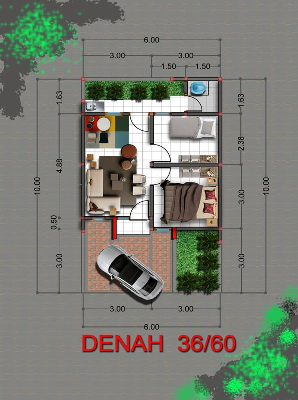 foto denah rumah tipe 36/60 perumahan Taman Bukit Alam