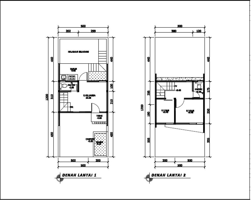foto denah rumah tipe 38 Cozy Level Minimalis (2 KT) (475) perumahan G-Land Harmony Hills