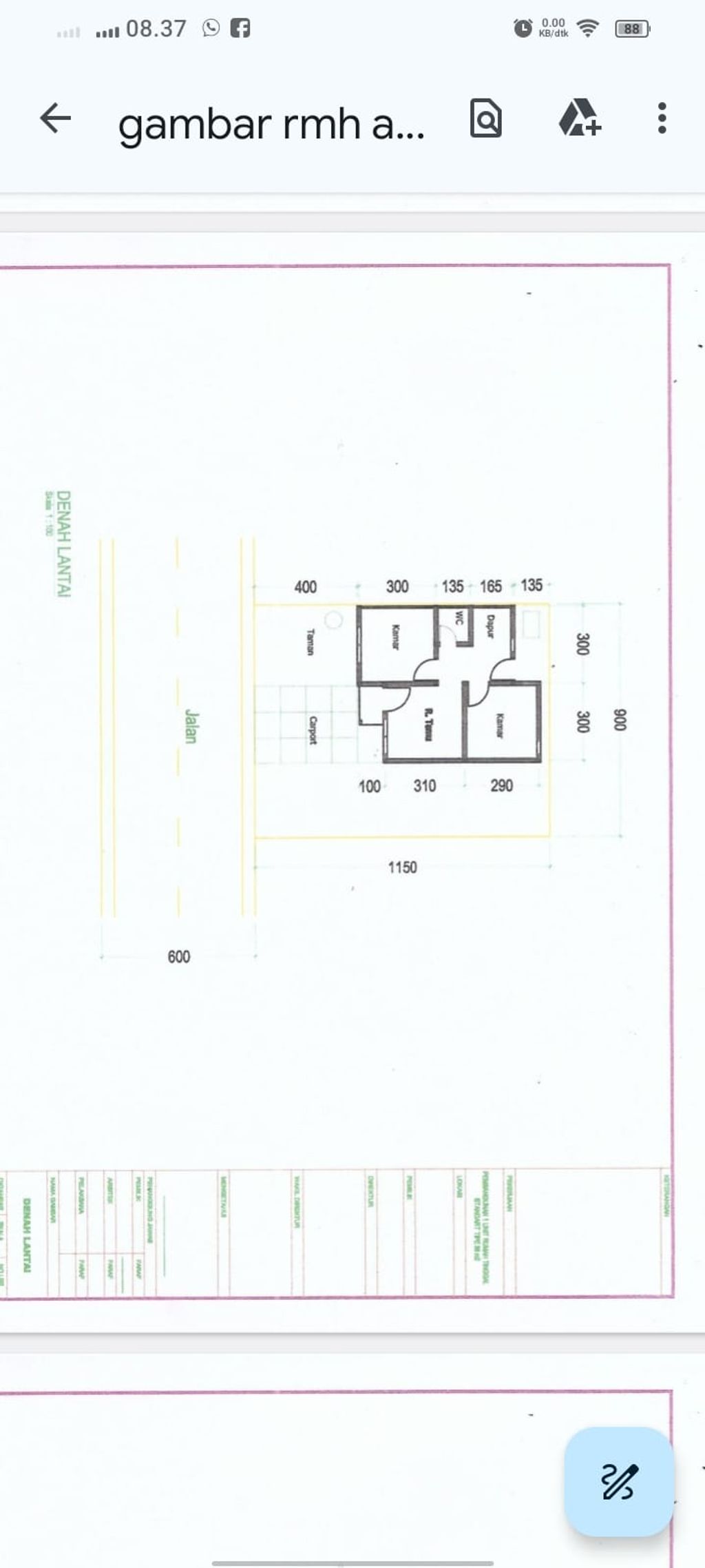 foto denah rumah tipe 36/96 perumahan AMIRA LAND 2