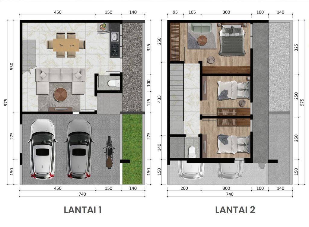 foto denah rumah tipe 2 Lantai 73/72 perumahan Bumi Citra Permai Tahap 2