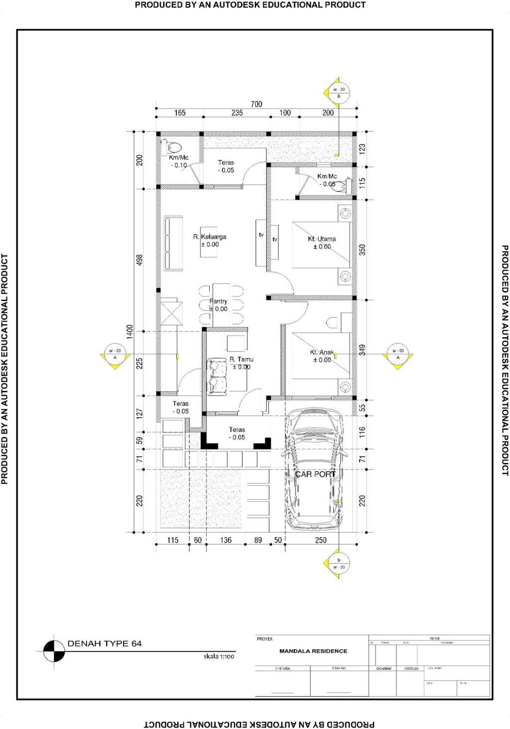 foto denah rumah tipe 64/98 perumahan MANDALA SUDIRMAN RESIDENCE