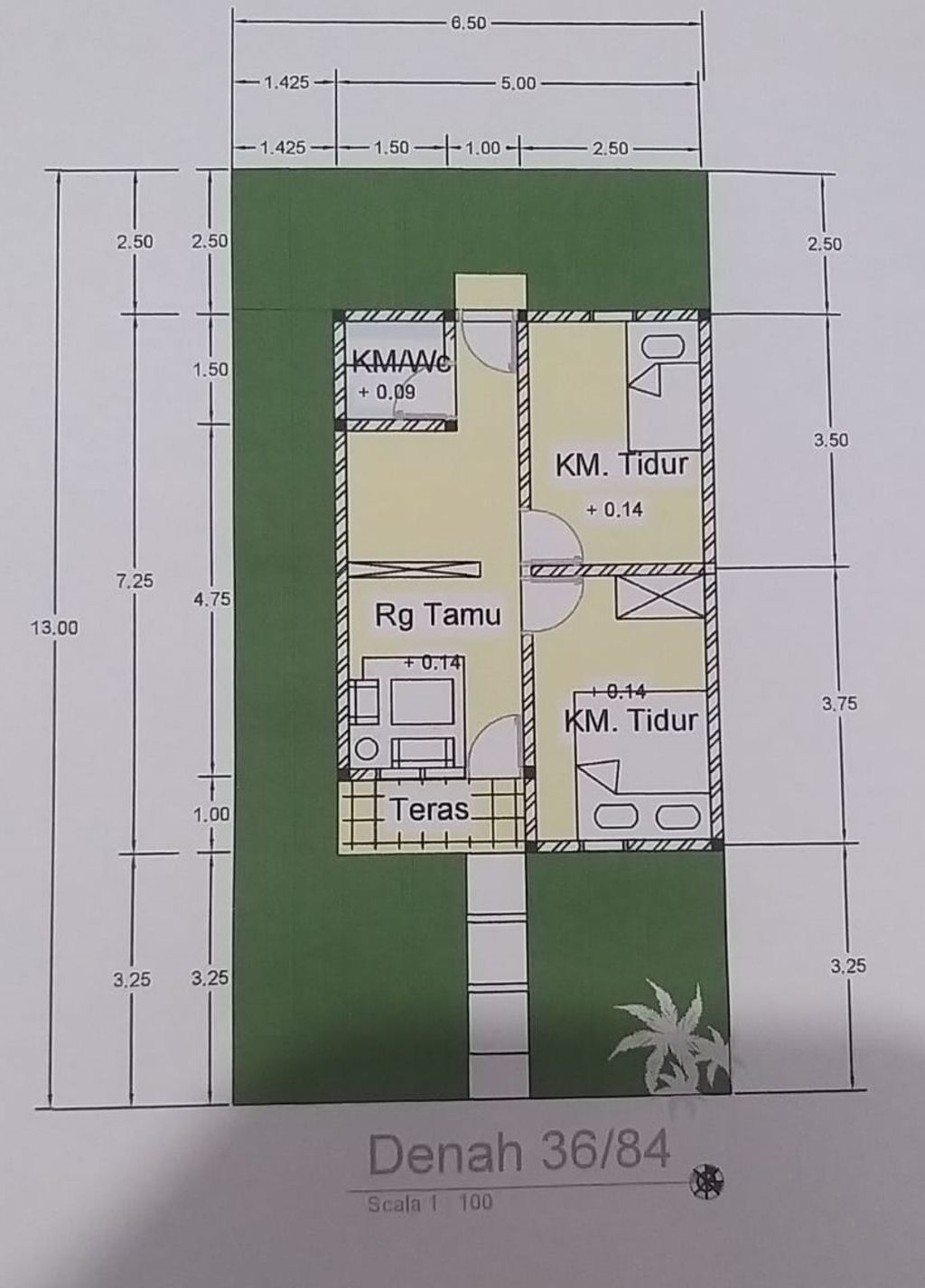 foto denah rumah tipe 36 perumahan Perum. Palapa Saiyo VI