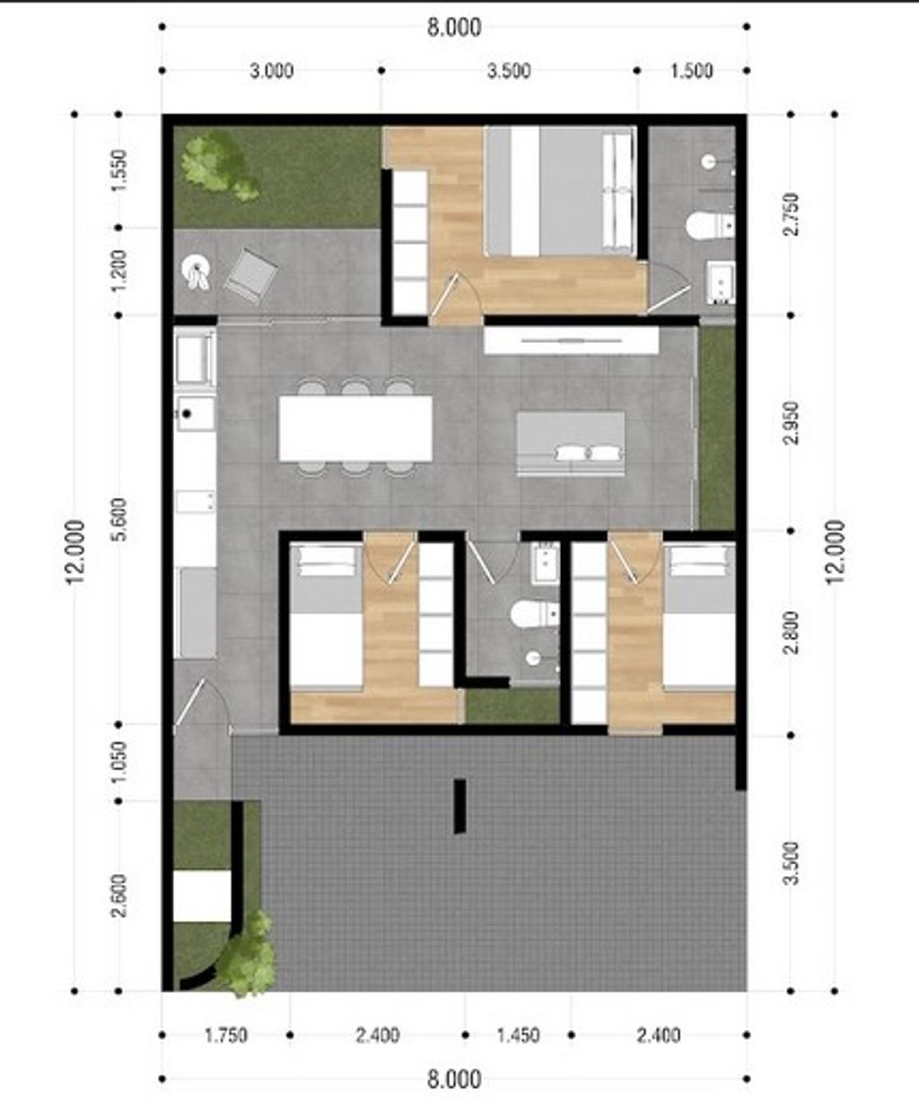 foto denah rumah tipe FYNEE8 895 perumahan MUTIARA GADING CITY CLUSTER MONACO & PARIS