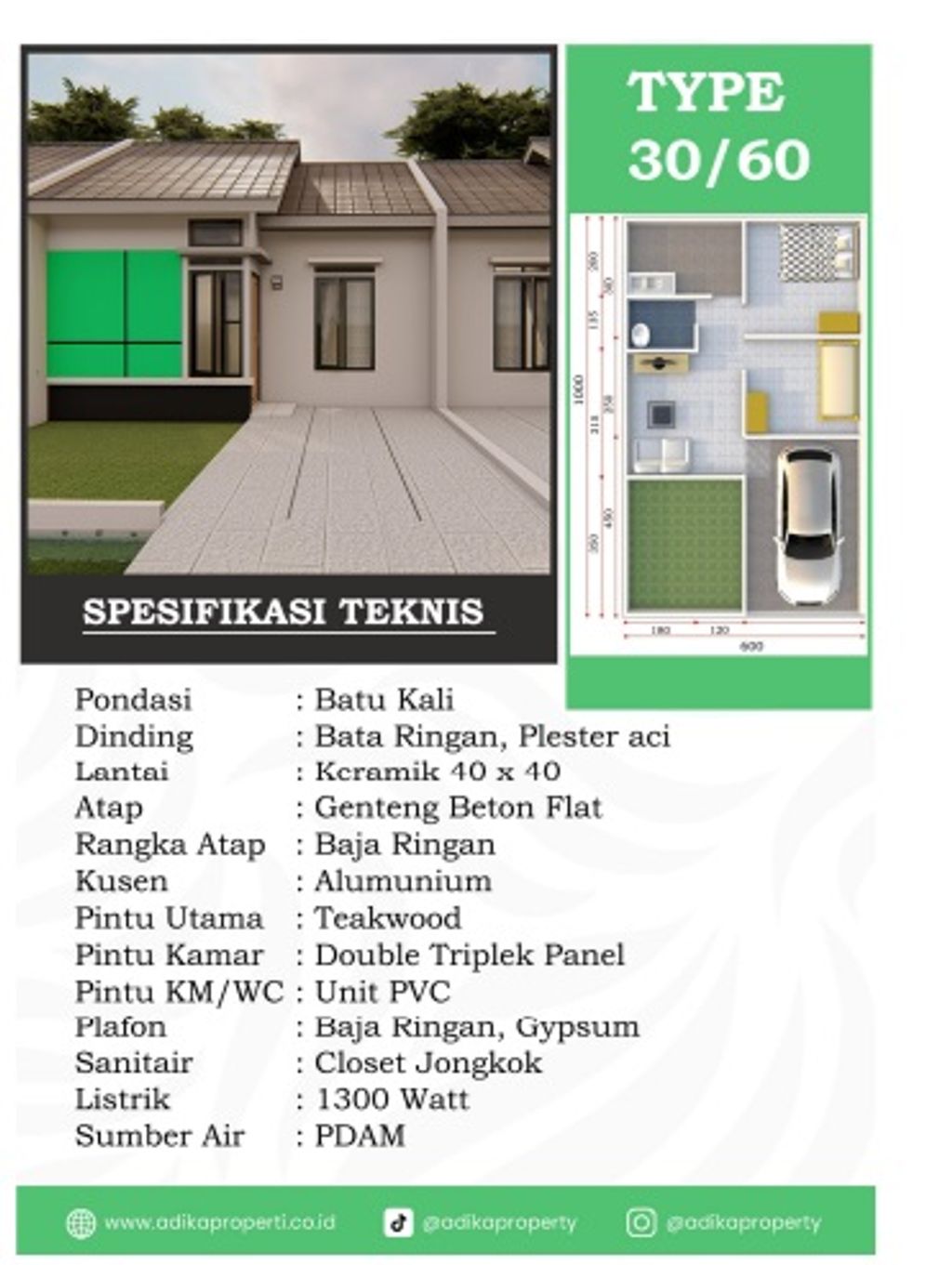foto denah rumah tipe SUBSIDI perumahan GREEN JAYASAMPURNA RESIDENCE TAHAP 2