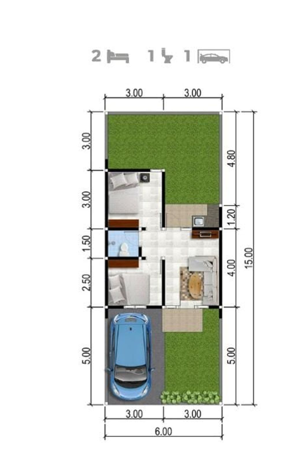 foto denah rumah tipe 36/90 perumahan ALANA REGENCY TAMBAK OSO TAHAP 2 DAN 3