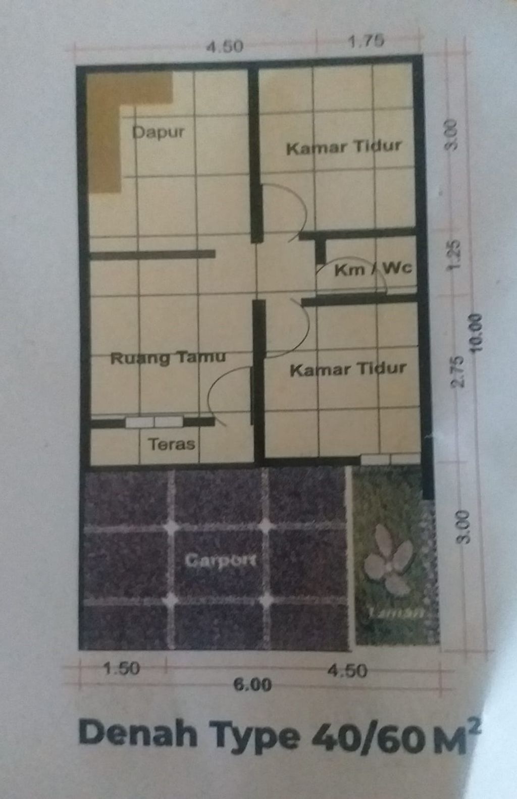 foto denah rumah tipe 40 perumahan BUMI MANGGUNG ASRI