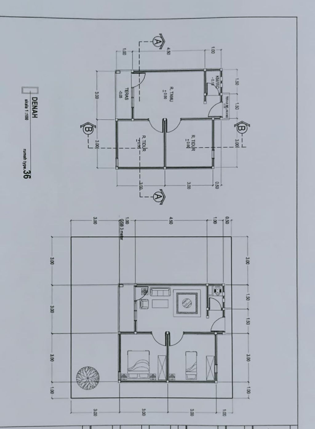 foto denah rumah tipe 36 perumahan BERKAH AL FATIH RESIDENCE TAHAP 3