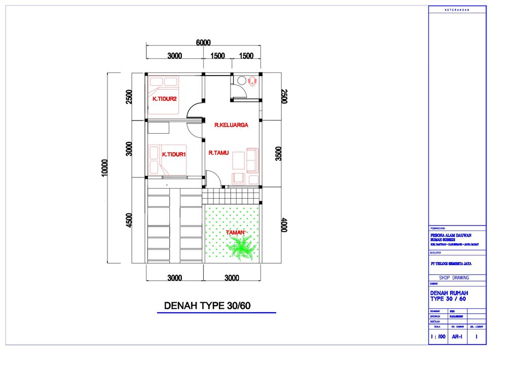 foto denah rumah tipe 30/60 NEW DESIGN perumahan PESONA ALAM DAWUAN