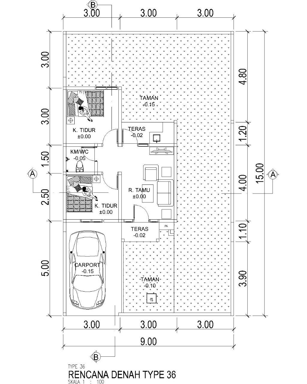 foto denah rumah tipe 36/135 perumahan ALANA REGENCY TAMBAK OSO TAHAP 2 DAN 3