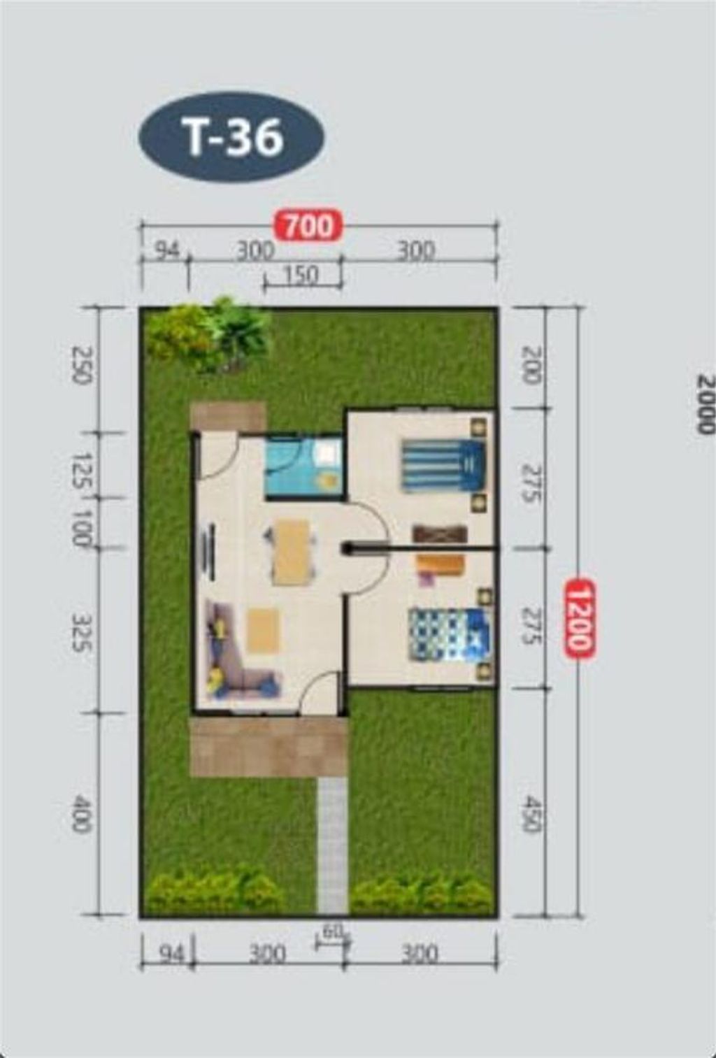 foto denah rumah tipe 36/84 perumahan OPI REGENCY 5