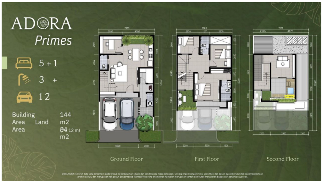 foto denah rumah tipe 144 / 118 F3 1 perumahan ADORA
