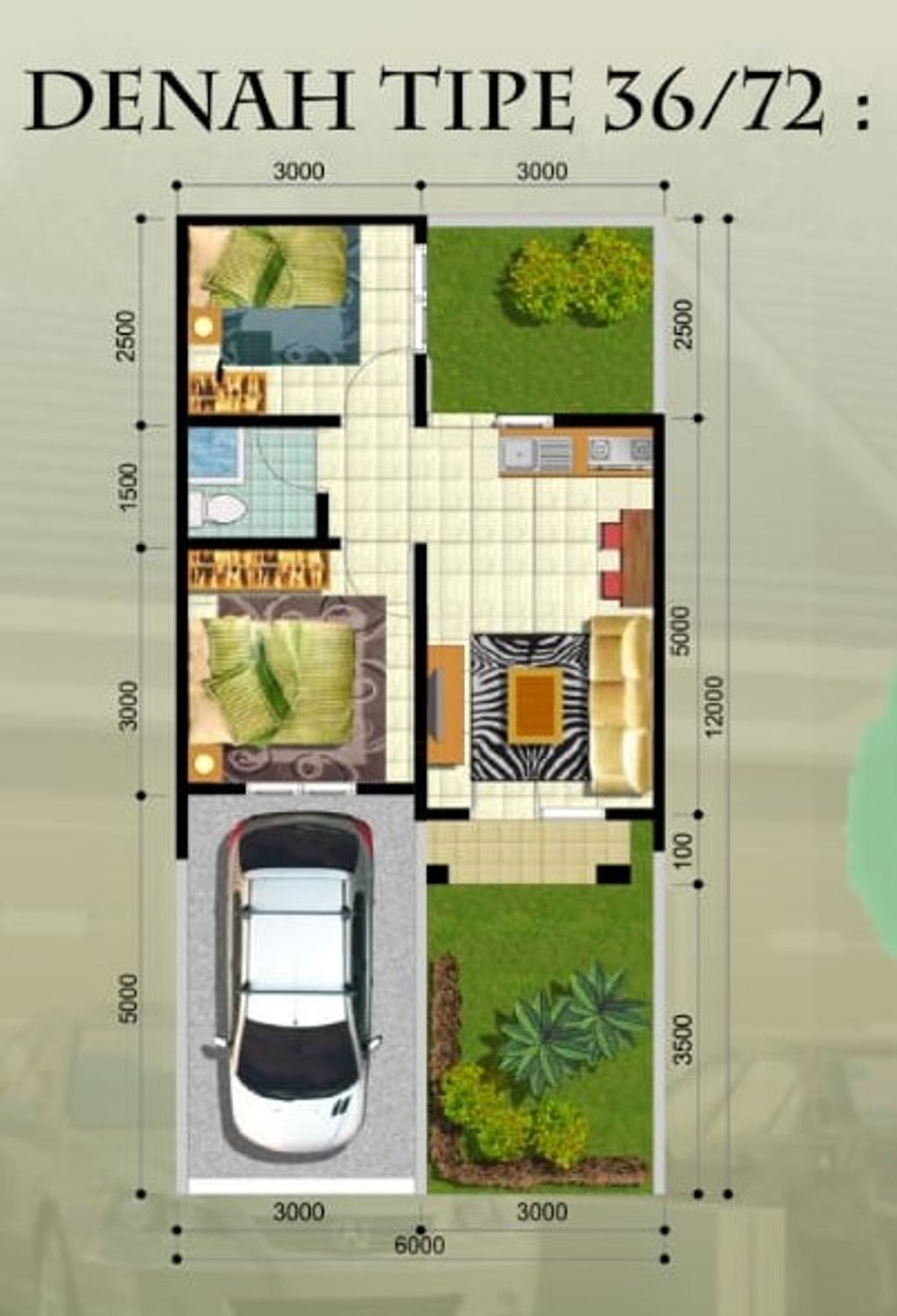 foto denah rumah tipe 36/72 perumahan RANGGOON RESIDENCE