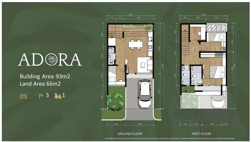 foto denah rumah tipe 93 / 129 E12 1 perumahan ADORA