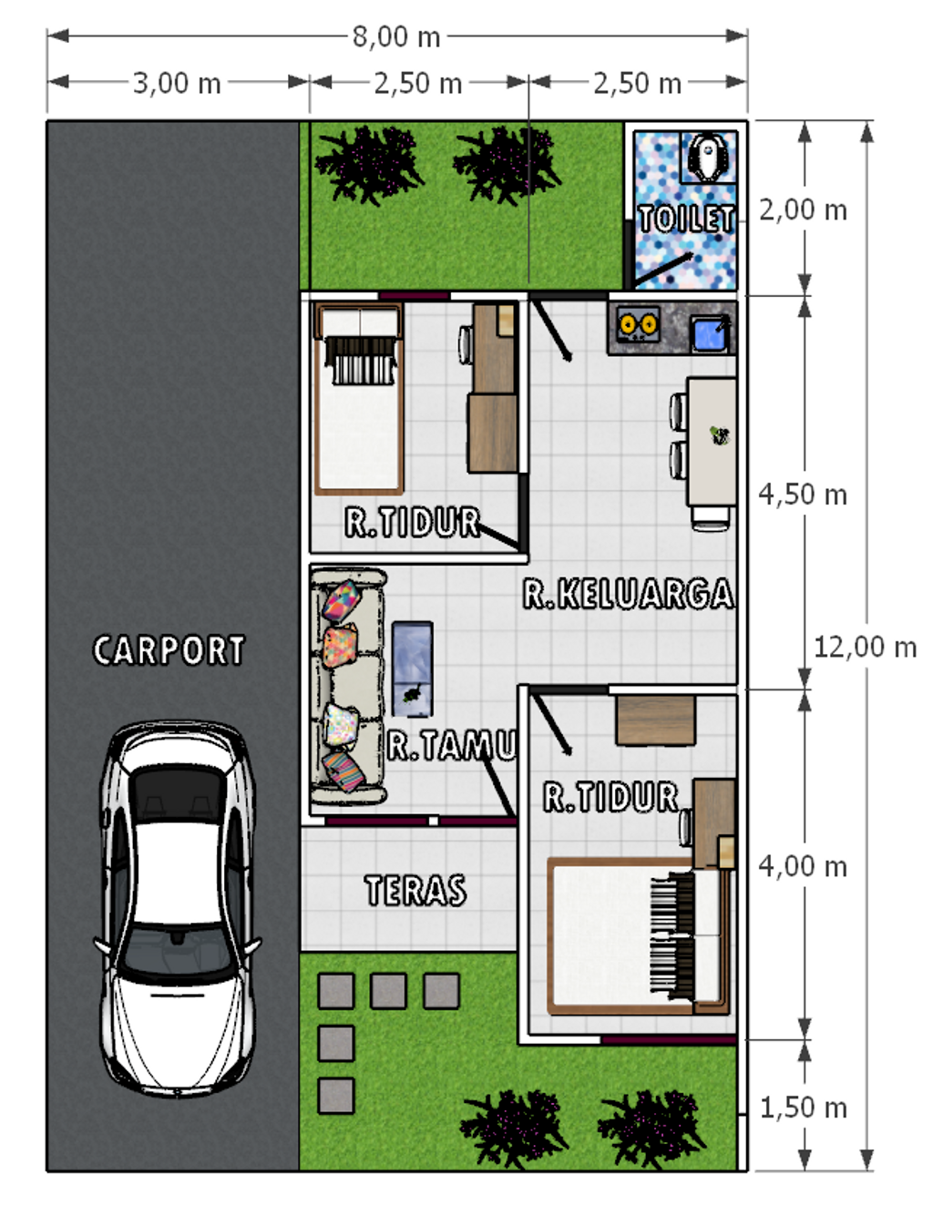 foto denah rumah tipe 36 perumahan GRAND ROYAL RESIDENCE 2 TAHAP 1