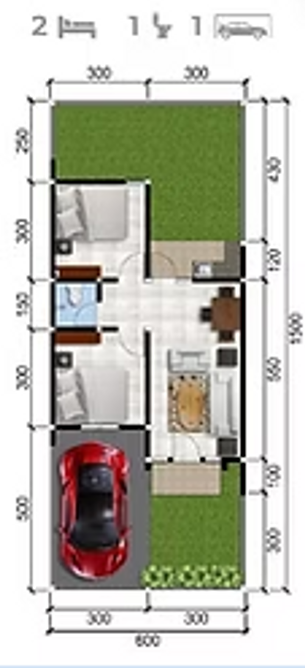 foto denah rumah tipe 42/90 (6x15) perumahan ALANA REGENCY TAMBAK OSO