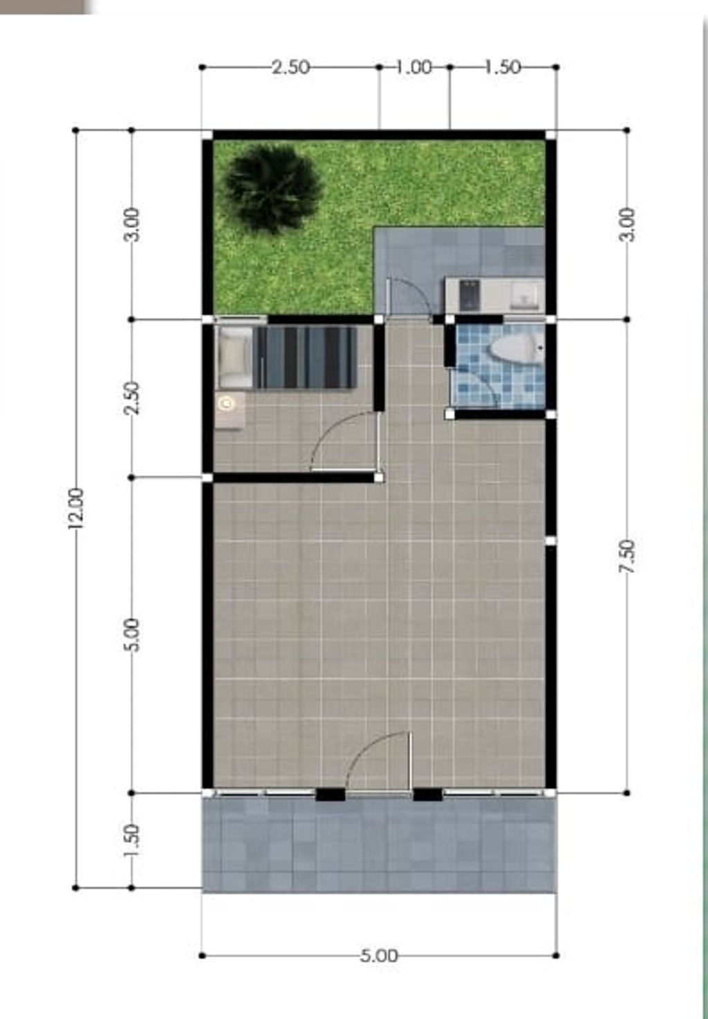 foto denah rumah tipe 45/60 perumahan Alana Regency Tambak Cemandi Tahap 4,5, dan 6