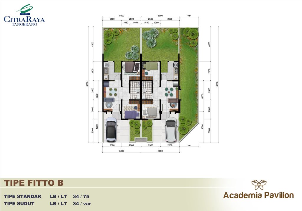 foto denah rumah tipe FITTO B STD - STANDARD perumahan CITRA RAYA - CLUSTER ACADEMIA PAVILION