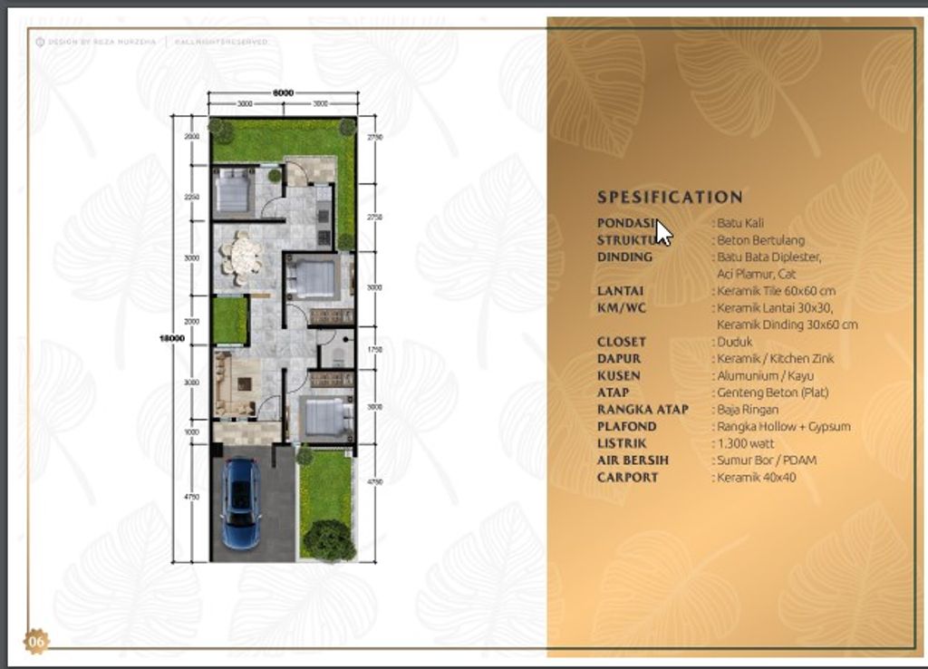 foto denah rumah tipe 55/108 perumahan MODERN ESTATE