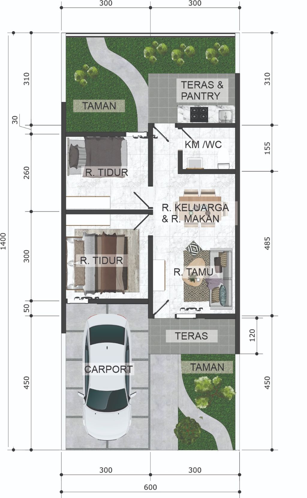 foto denah rumah tipe 36 perumahan ESA GARDEN RESIDENCE 1