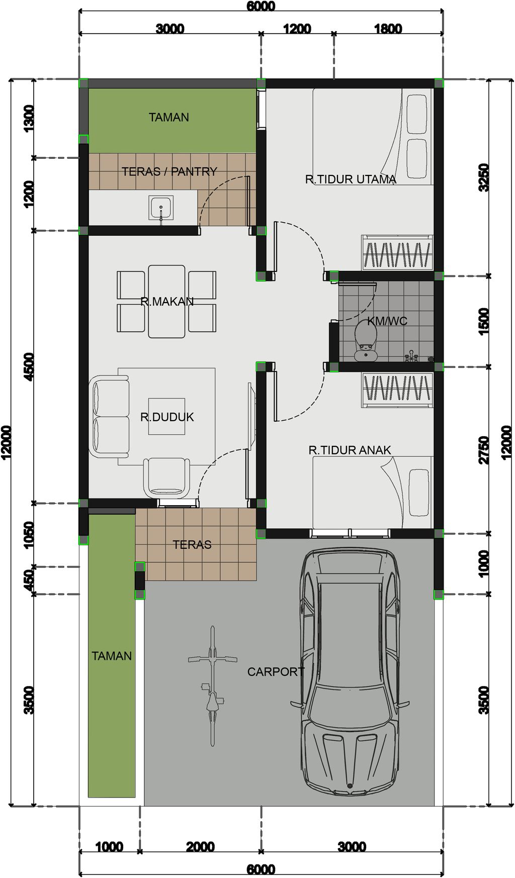 foto denah rumah tipe 73/39 D-2 perumahan KSO PURI CEMPAKA