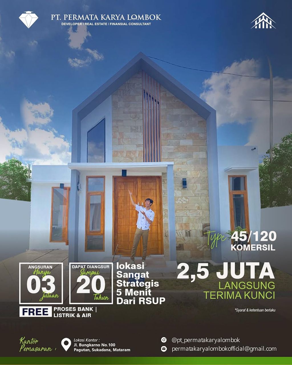 foto tampak rumah tipe 45 perumahan SKANDINAVIA REGENCY