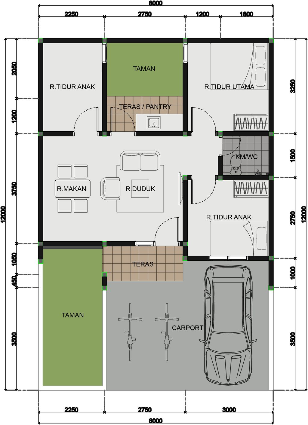 foto denah rumah tipe 96/52 D-2 perumahan KSO PURI CEMPAKA