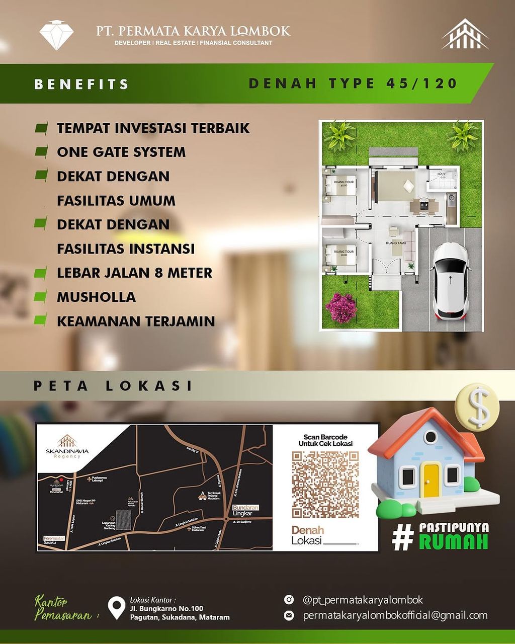 foto denah rumah tipe 45 perumahan SKANDINAVIA REGENCY