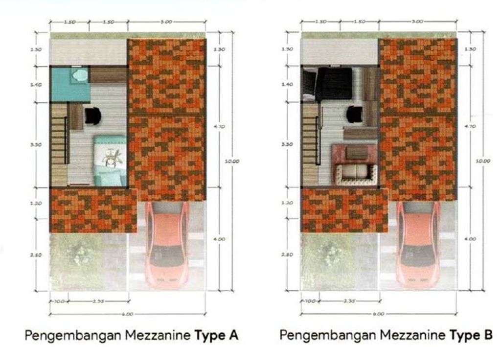 foto denah rumah tipe Mezanine B perumahan Grand Harmoni 5 Tenjo