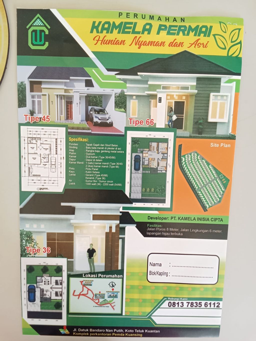foto denah rumah tipe 36 perumahan KAMELA PERMAI