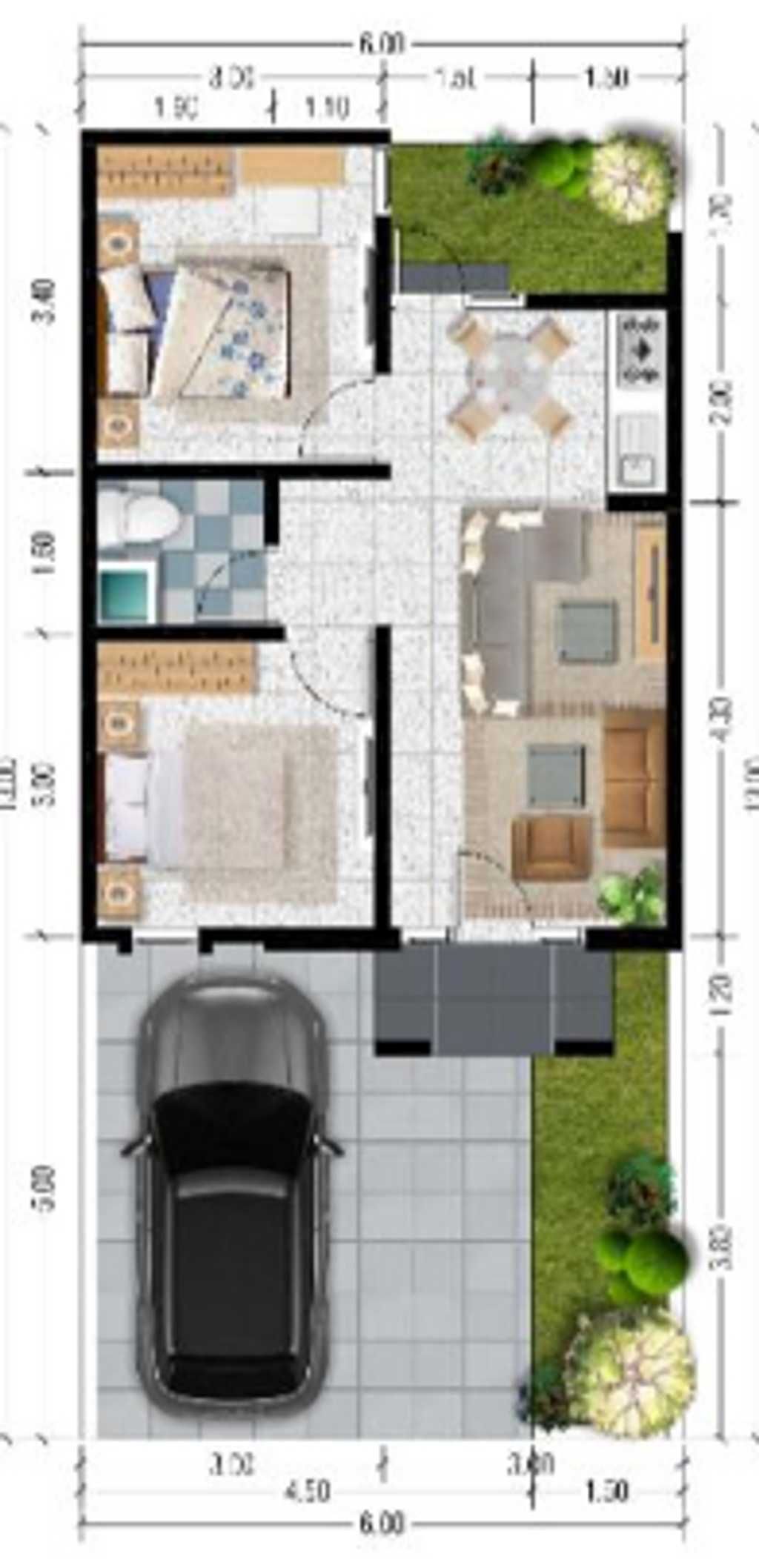foto denah rumah tipe 45 perumahan ROYAL PARK JUANDA TAHAP 3